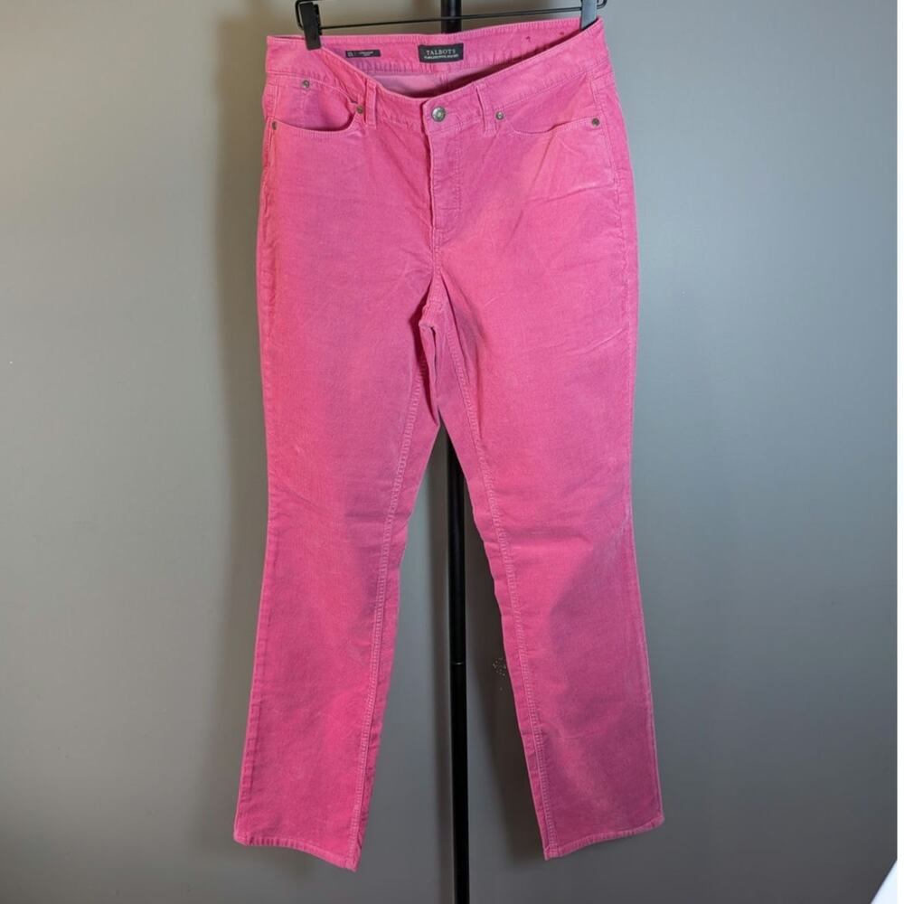Talbots Flawless Five-Pocket Straight Curvy Pink Corduroy Pants Size 10 L